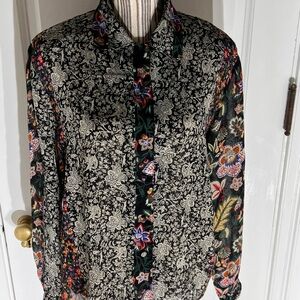 Floral Patterned Button-Up Shirt vintage 90s KB Lawrence by Crystal B260 size 14